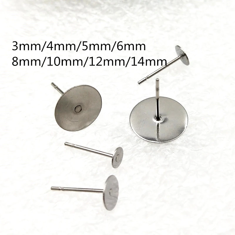 Пустая основа для сережек гвоздиков из нержавеющей стали с кабошоном размером 3 14