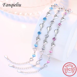 Женский браслет из серебра 925 пробы с кристаллами