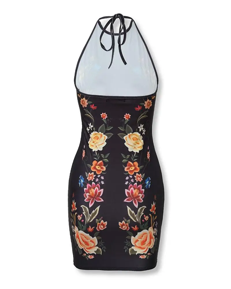 Женское облегающее мини-платье без рукавов с цветочным принтом | Женская одежда