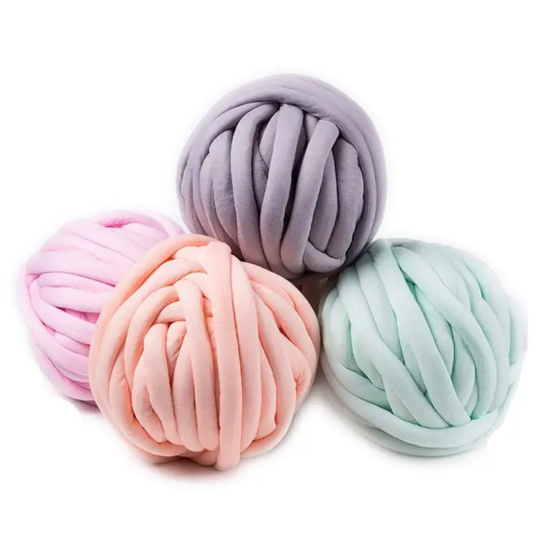 500g/ball Width 3cm Super Thick Merino Wool Chunky Yarn DIY Bulky Hand Knitting Blanket Basket Pillow Arm Roving Yarn FZ405