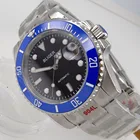 Мужские часы NH35Miyota8215 Sapphire с автоматической датой и циклами, черный циферблат, Лум, лицевая сторона, устричный ремешок, керамическая вращающаяся рамка, 40 мм