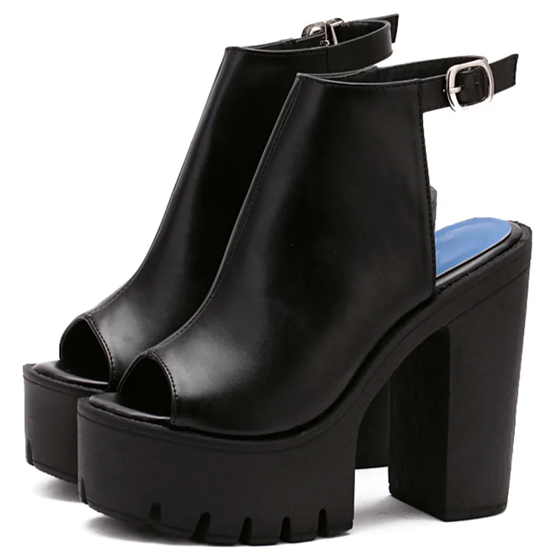 

Summer New Style Fish Mouth Sandals Women's Thick Heel High-heel Platform Women's Shoes Slingback Nightclub Heels Women