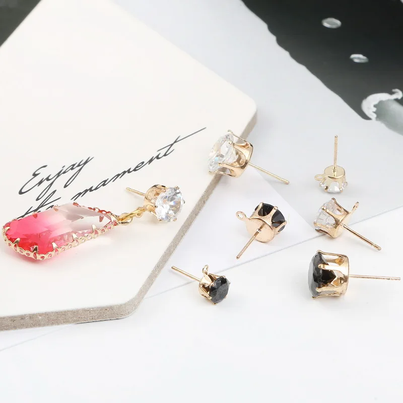 Серьги гвоздики с фианитами женские ювелирные украшения отверстиями для ушей