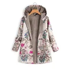 Пальто женское с уплотненный плюшевый Утепленная одежда на зиму верхняя одежда, Цветочный принт с капюшоном и карманами; Более Размеры пальто размера плюс Размеры пальто # YL10