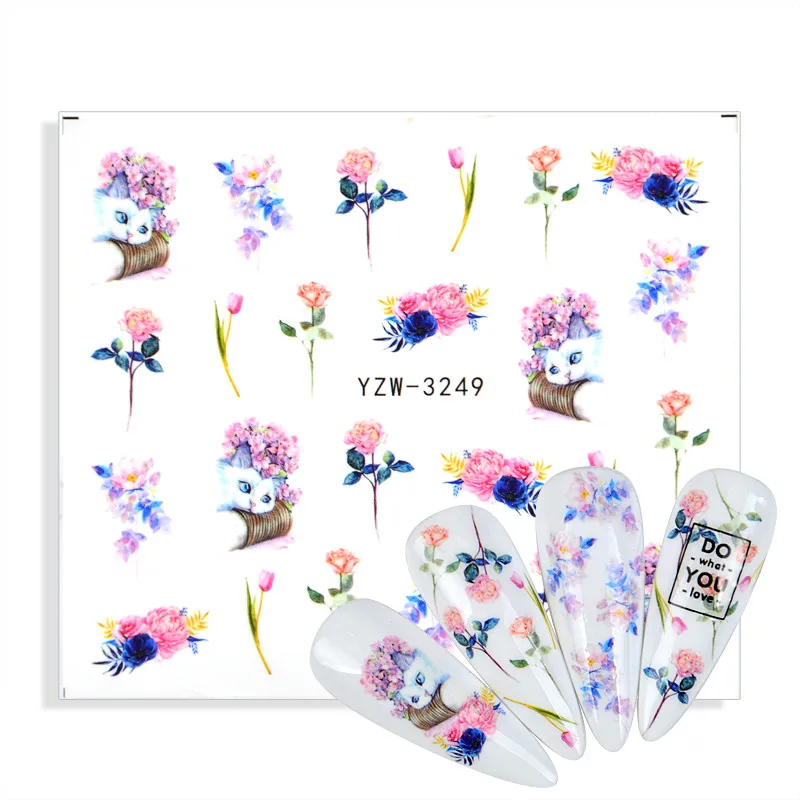 

1 Sheet Lavender Nail Art Water Transfer Sticker Decals Purple Flower Leaf Summer DIY Manicure Decorations