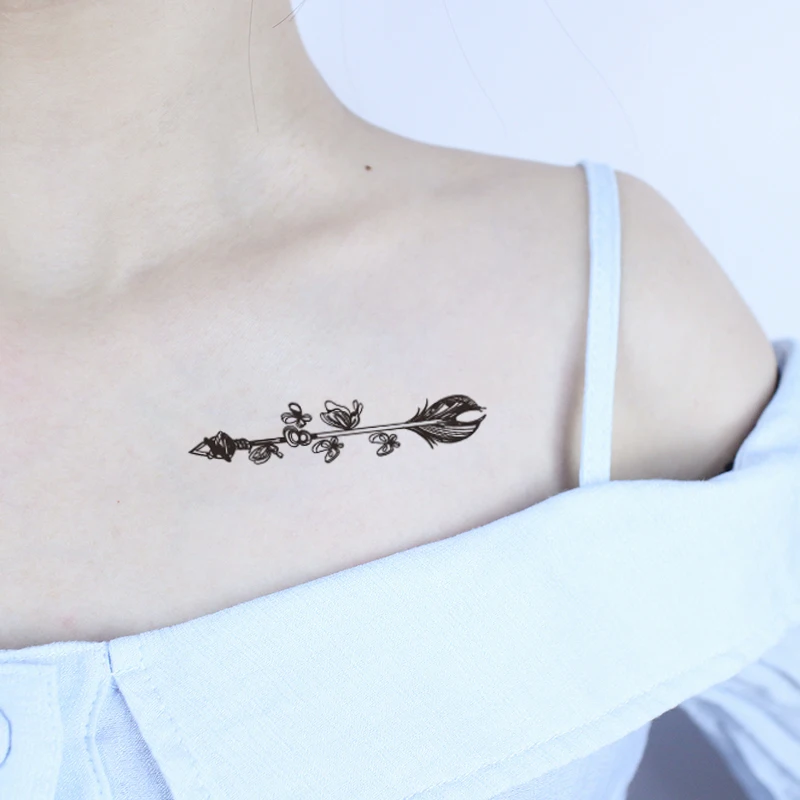 

Feather Arrow Butterfly Temporary Tattoo Sticker Waterproof Women Men Adults Fake Body Art New Design 10.5X6cm Kids Hand Tatoo