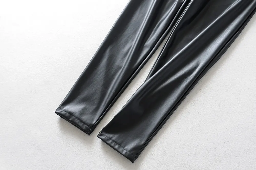 Весенне-осенние повседневные кожаные брюки для девушек стильные облегающие из