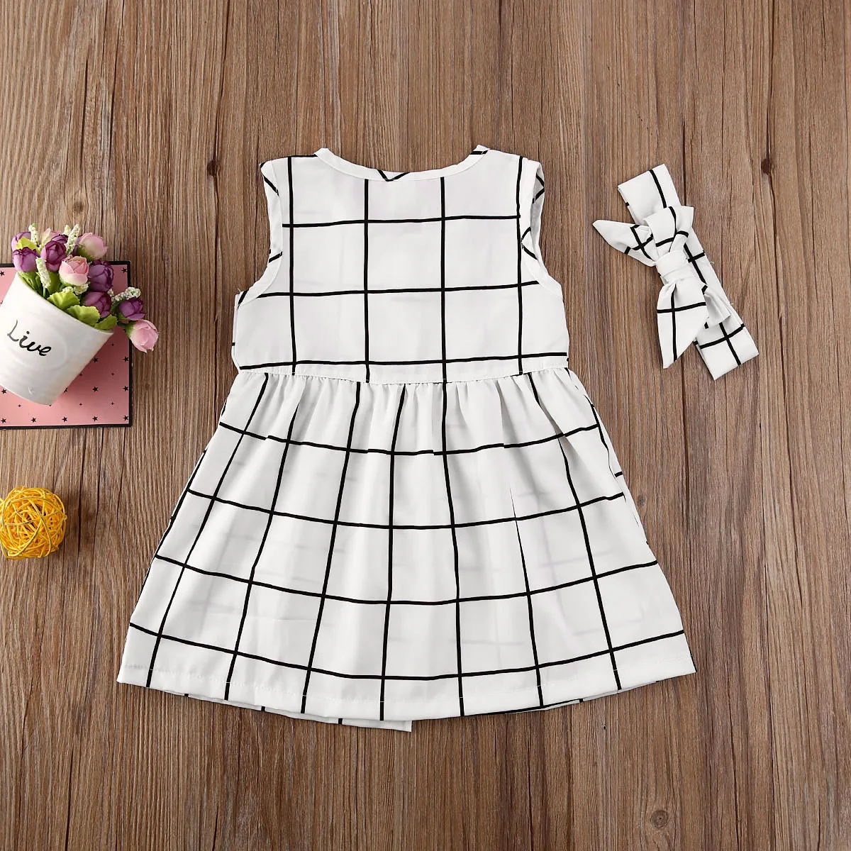 Детское летнее платье для девочек и повязка на голову От 0 до 5 лет без рукавов в