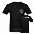 Мужская хлопковая двухсторонняя футболка, с логотипом израильской полиции, с круглым вырезом