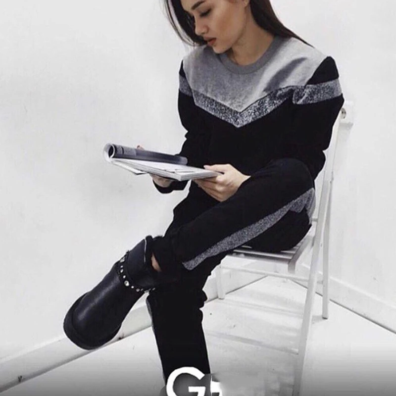 Женский спортивный костюм из 2 предметов весенний Модный женский с длинными