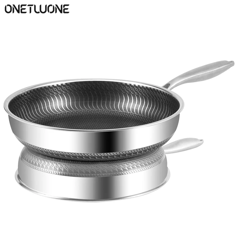 

High Quality 304 Stainless Steel Frying Pan Nonstick Pan Fried Steak Pot Kitchen Restaurant Electromagnetic Furnace General