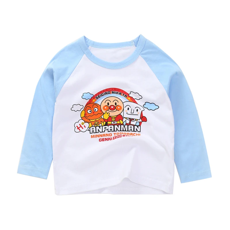 Sky Blue Новые хлопковые футболки для мальчиков и девочек на осень и весну Детские футболки с длинными рукавами и рисунком детские топы, одежда для малышей, 7 цветов - Цвет: Sky Blue