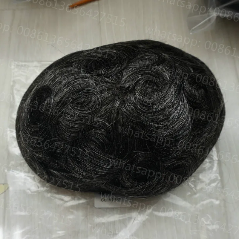 Hstonir Для мужчин парик Швейцарский Кружево натуральный Волосы Remy системы замены парики H074 - Парик Цвет: 1B40 #