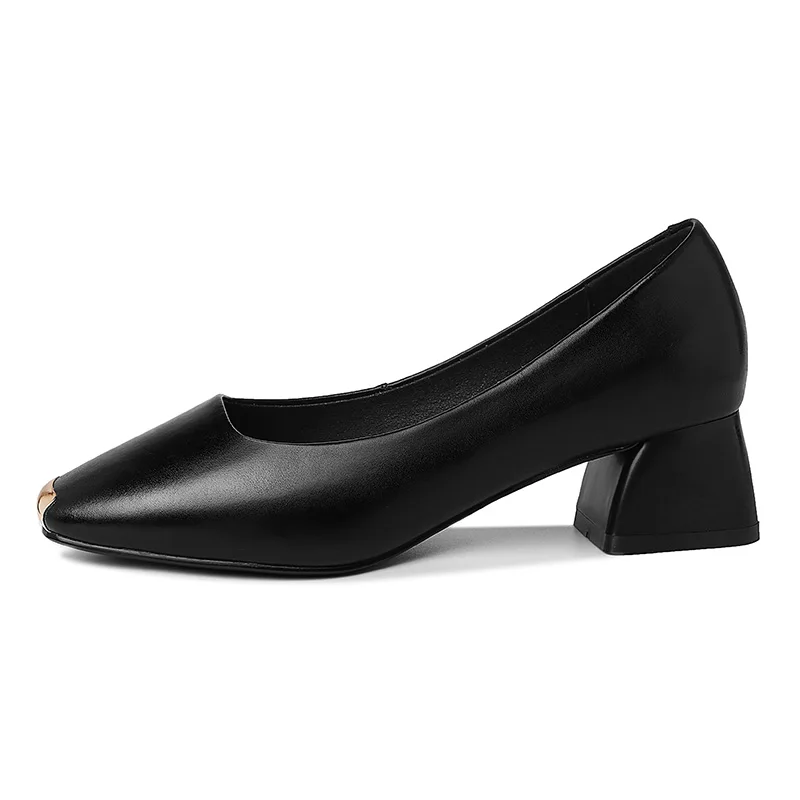 

Square-Toe Thick-Heeled Shallow-Mouth Single Shoes