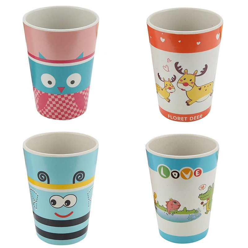 8 Colors Children\'s Environmental Protection Water Cup Kids Non-slip Cartoon Baby Bamboo Fiber Feeding Mug | Мать и ребенок