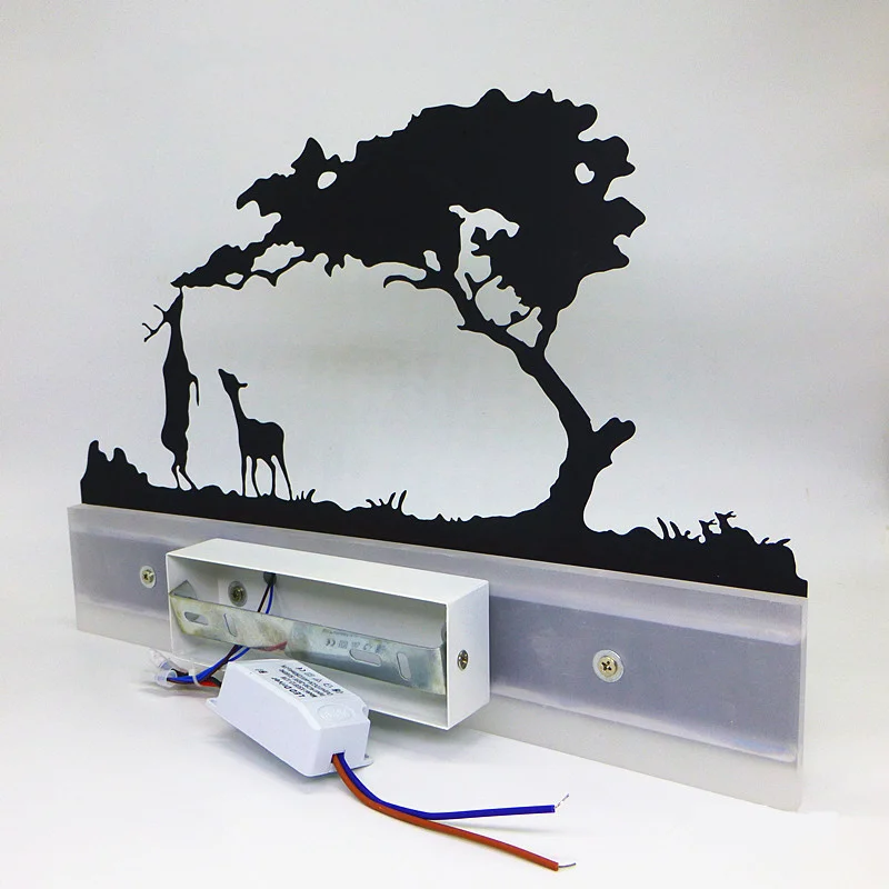 

Modern Romantic LED Wall Lamp Creative Painting 90-260V Black Sconce Decoration for Bathroom Bed Room Animal Wall Candlle Lights
