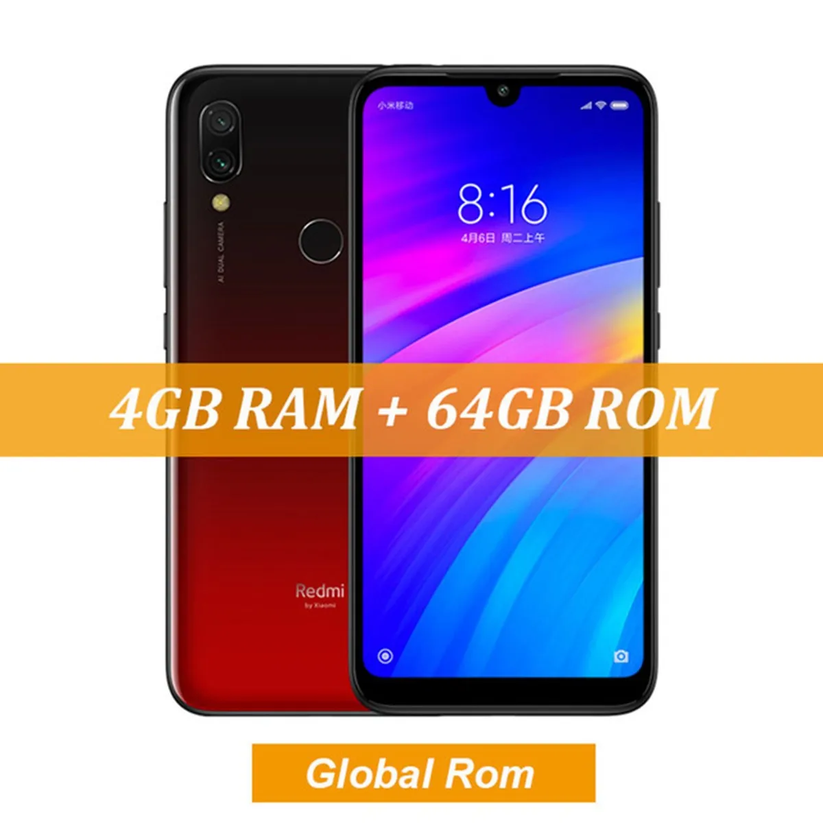

Global Rom Xiaomi Redmi 7 SmartPhone 4GB RAM 64GB ROM Snapdragon 632 Octa Core 12MP Fingerprint Recognition 4000mAh Phone