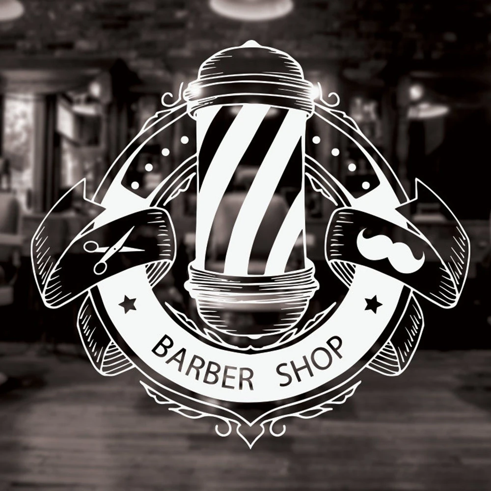 

Man Barber Shop Stickers Name Chop Haircut Shavers Waterproof Vinyl Wall Art Decals Decor Windows Decoration Murals DW12455