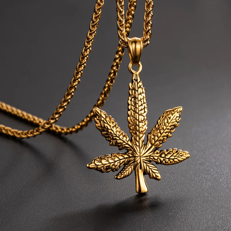 Ожерелье с подвеской в виде кленового листа листья конопли ожерелья из