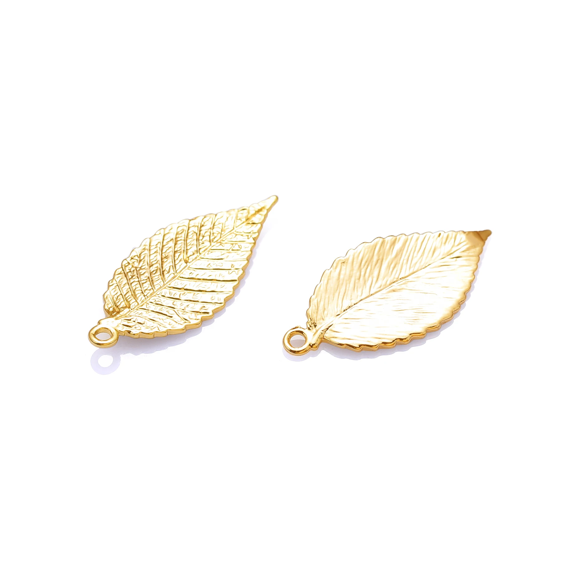 

4Pcs/Lot 18K Gold Plated Leaf Pendant Golden Flat Jewelry Charms for DIY Bracelets Necklaces Making Finding Supplies Accessories