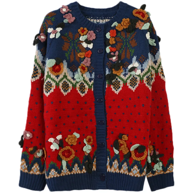 Осень 2019 новый свитер женский модный простой ручной работы трехмерный цветок