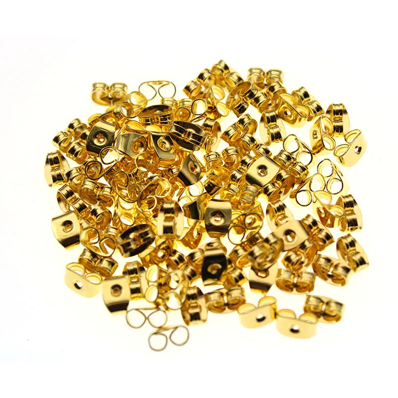100 шт./лот золотые серебряные серьги бабочки застежки для сережек сделай сам