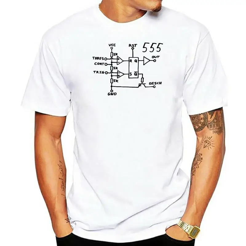 

2022 Printed Men T Shirt Cotton Short Sleeve Classic 555 Timer Chip Schematic Circuit T-Shirt(1) Women tshirt