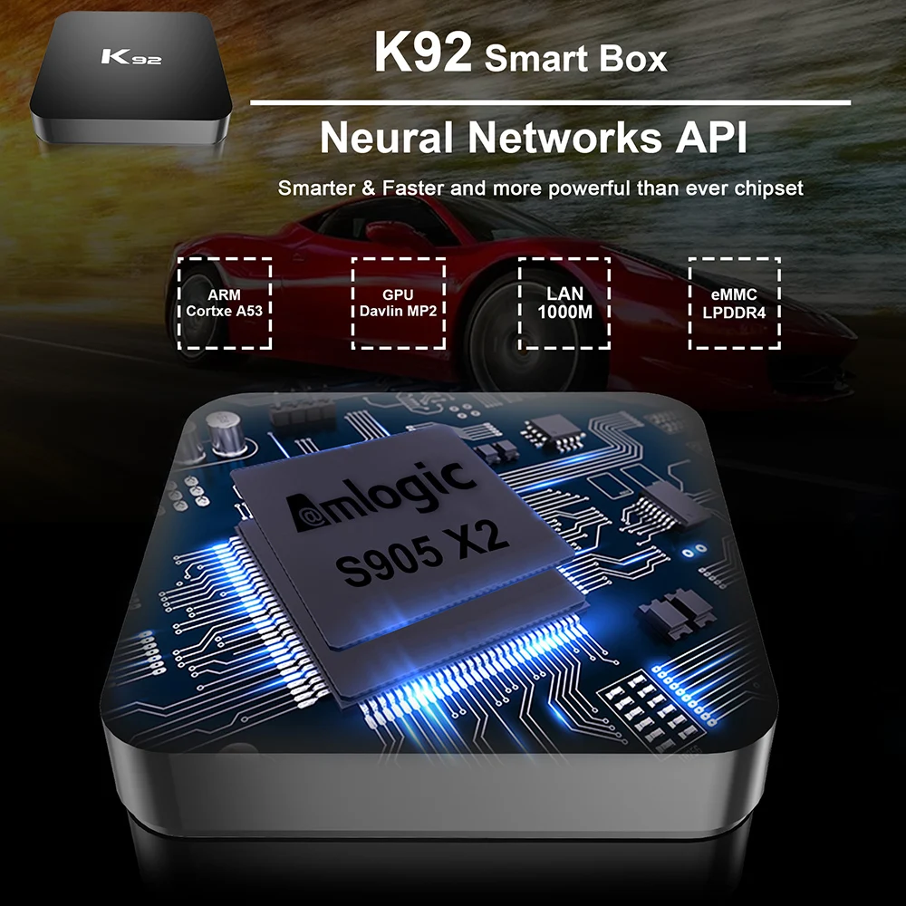 ТВ приставка Docooler K92 Smart TV BOX Android 8 1 S905X2 64 бит 2 4G + 5G двухдиапазонный WiFi UHD 4K VP9 H.265 4GB