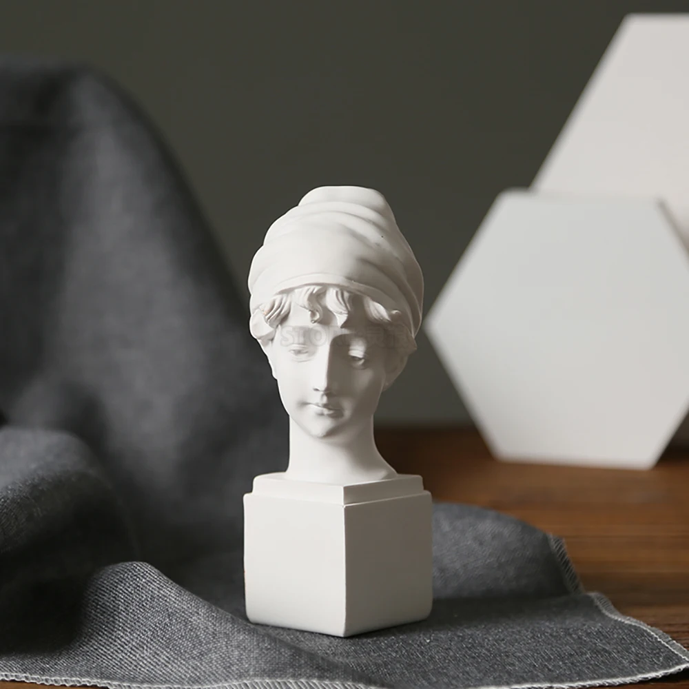 

S1-9 Greek Mythology Figurine David Head Portraits Bust Mini Gypsum Statue Drawing Practice Craft Plaster Sculpture Nordic Decor