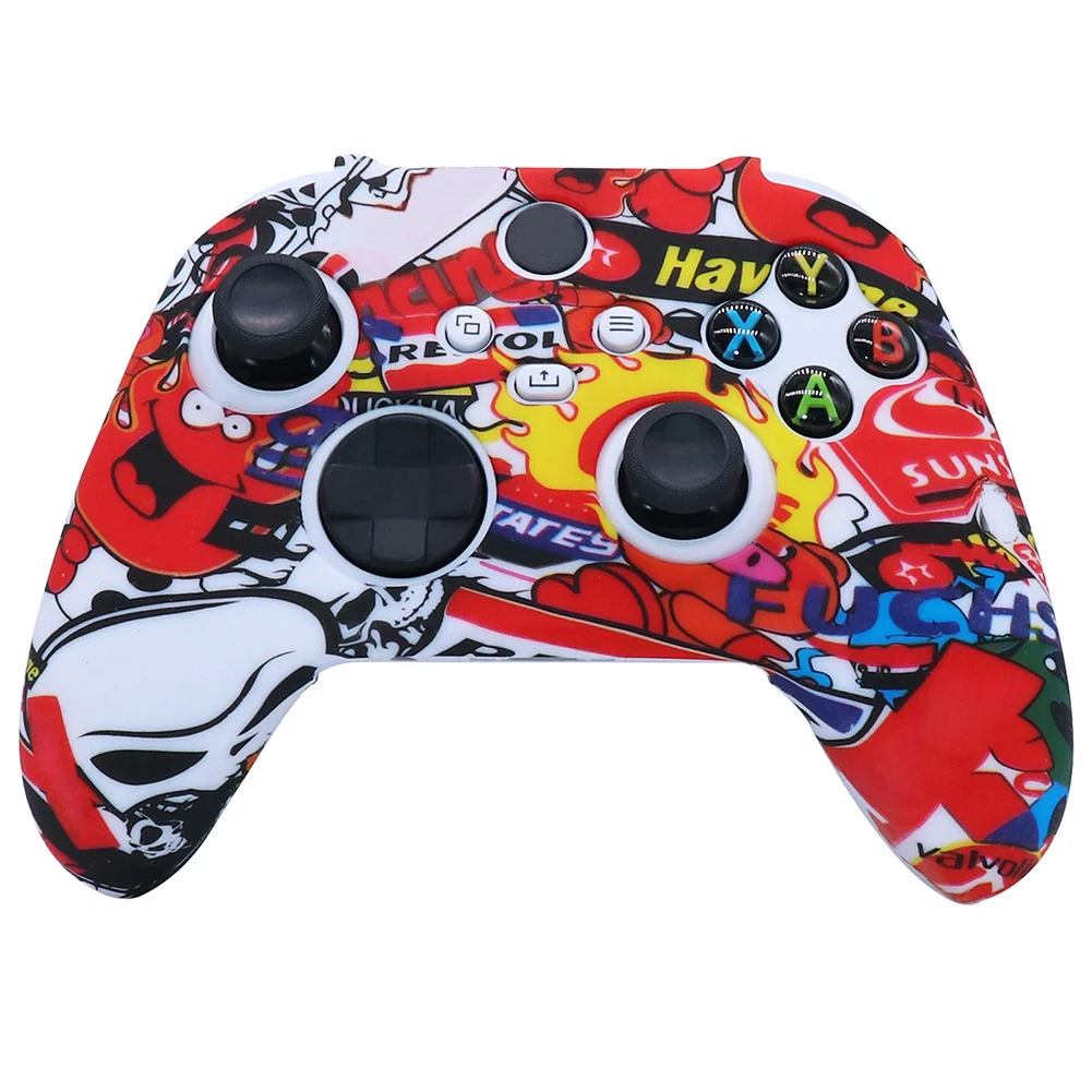 

For Xbox Series S/X Handle Cover Camouflage Silicone Protective Cover XSX Game Handle Leaf Oil Watermark Soft Rubber Cover