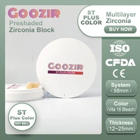 goozir st plus color zirconia china manufacturer 16 colors 9810 25mm strength 1100 mpa transparency 43
