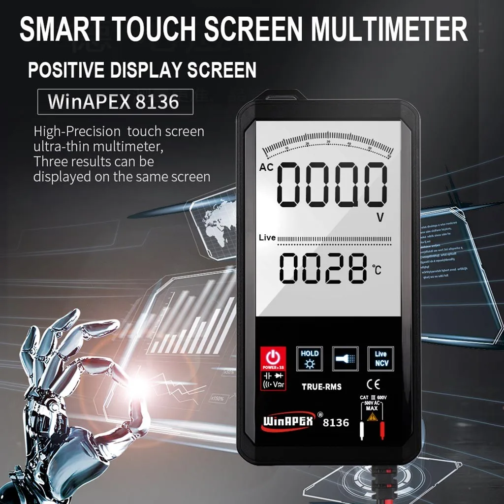 Интеллектуальный цифровой мультиметр с сенсорным экраном высокоточный