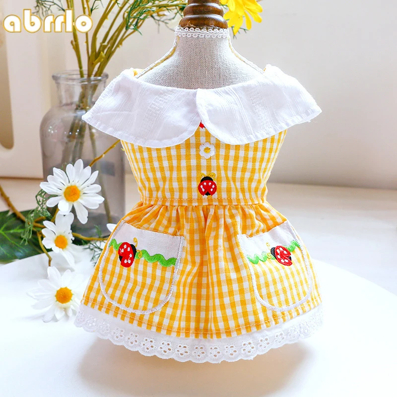 Желтая клетчатая стандартная Роскошная Одежда для девочек и собак Милая юбка