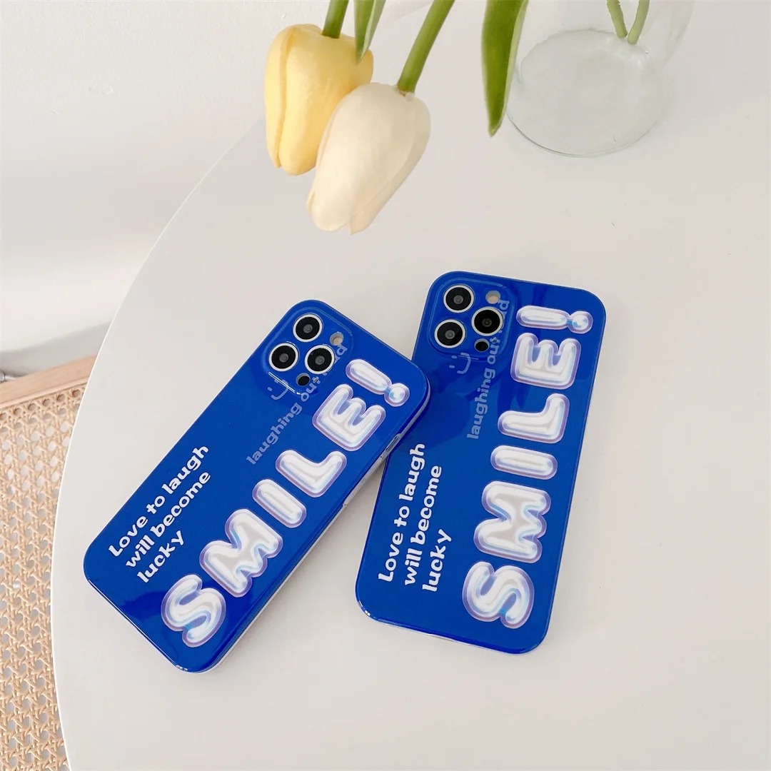 

Fashion Simple Trend Smile English Letters IMD for IPhone 12 Mini 11 Pro XS X XR MAX 7 8 Plus SE20 Cover Fundas
