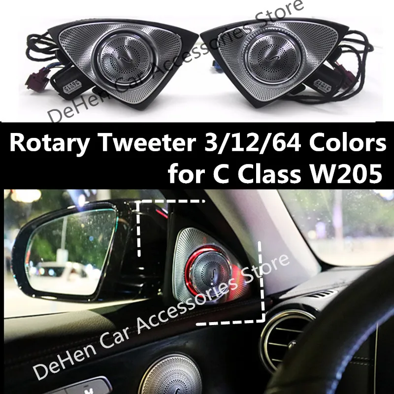 

3/12/64 Colors Car Interior Rotary Tweeter Speaker For Mercdes Benz C Class W205 C180 C200 C250 C300 C350 Led Ambient Light 3D