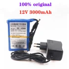 100% новый литий-ионный аккумулятор постоянного тока 12 В, 3000 мАч, 12 В постоянного тока, зарядное устройство переменного тока, взрывозащищенный переключатель, вилка для США, ЕС, Великобритании