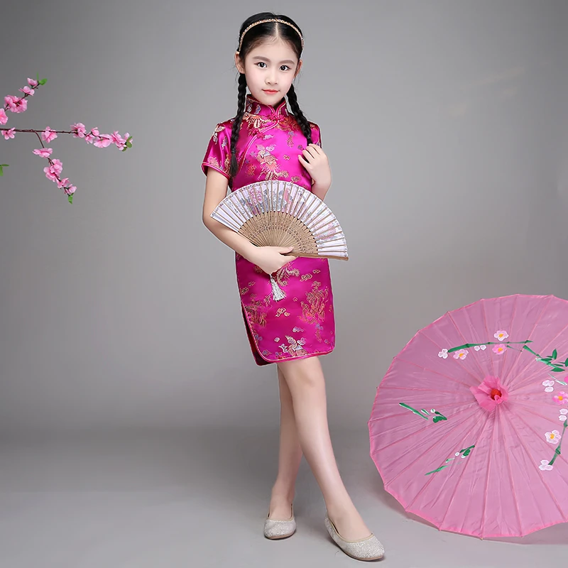 Платье Qipao для девочек платье Ципао одежда свадьбы новогодний подарок детская