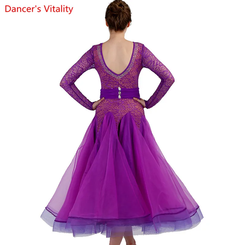 Custom made Ballroom Dance Round neck Dresses Competition Standard Dress Ladies Waltz Ball Gowns Women's | Тематическая одежда