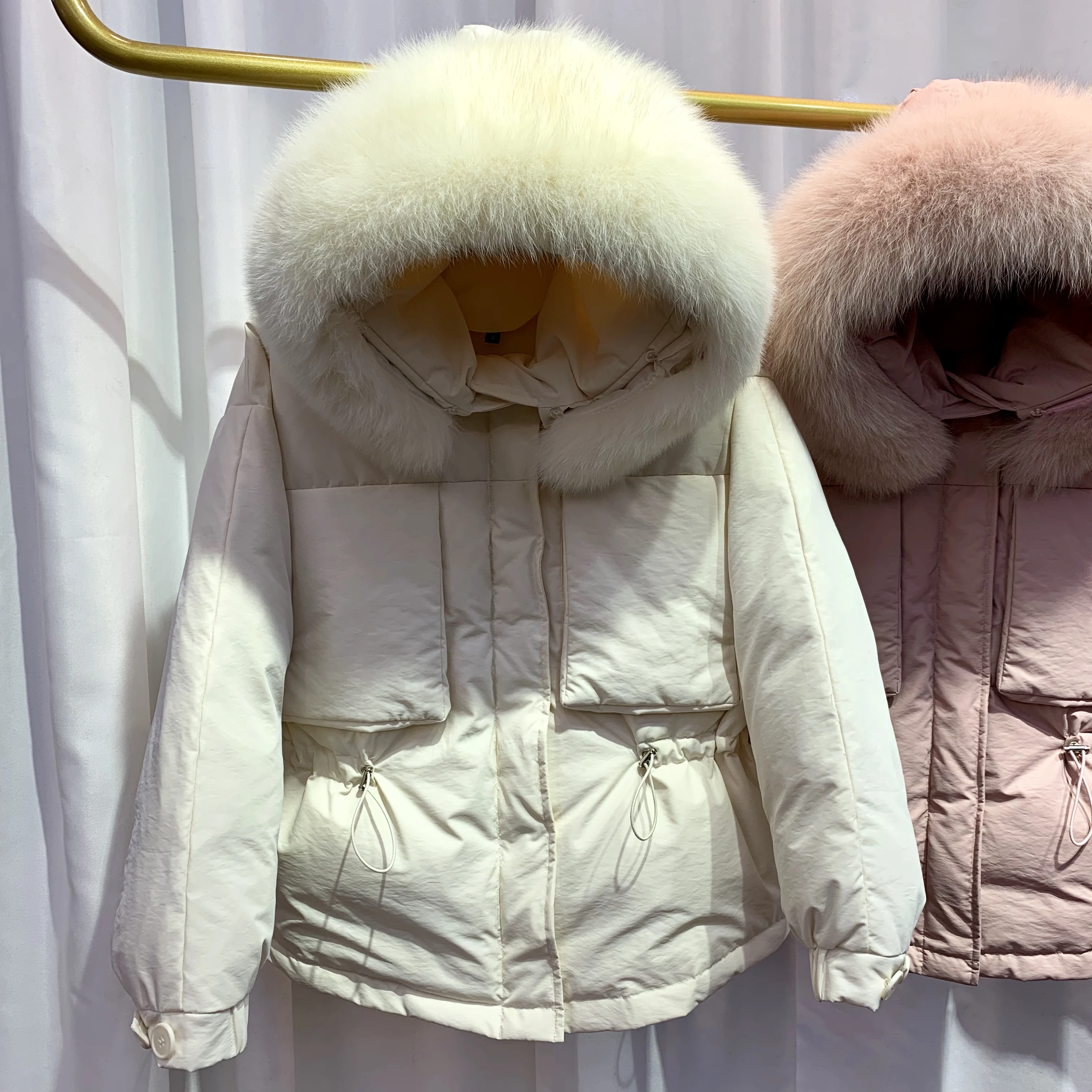 Большой натуральный Лисий меховой воротник 2019 зимний женский пуховик теплый