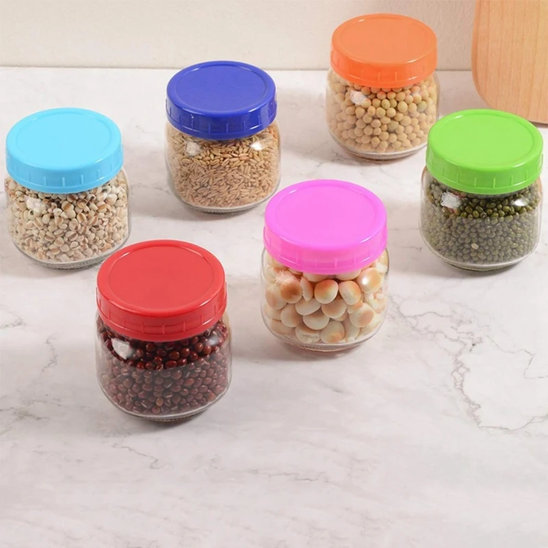 16 упаковок цветных пластиковых крышек Mason Jar-8 для широкого рта и 8 обычных