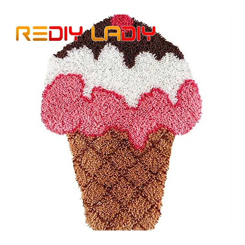 

Набор крючков с защелкой, ковер «сделай сам» для мороженого, вязаный крючком ковер, 100% акриловая пряжа, подушка, коврик, вязаный крючком кове...