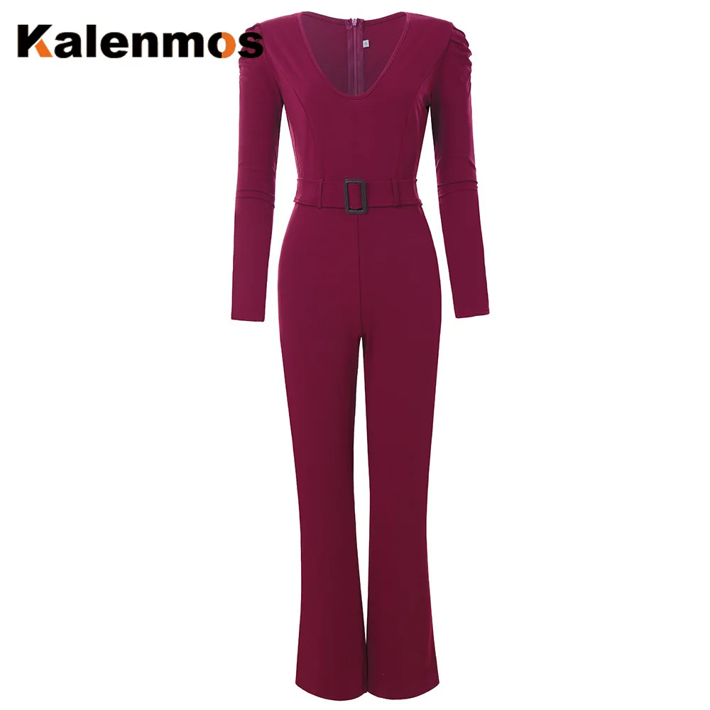 Сексуальный комбинезон с глубоким v-образным вырезом женский длинными рукавами