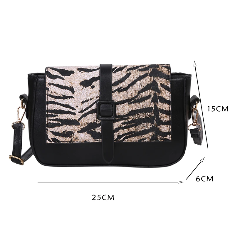 

Vintage Animal Pattern Shoulder Flap Purse Casual Daily Travel PU Leather Women Crossbody Bag Portable Cow Zebra Printed Handbag