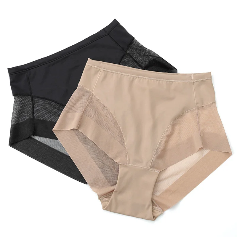 

Women Boyshorts Body Shaping Panties Female Pants High Elastic Control Briefs Seamfree Breathable Mesh Intimates 1PC