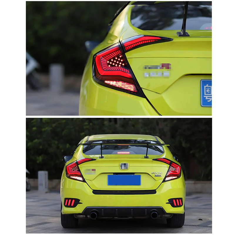 

For Honda Civic 10th 2016-2019 2pcs LED Tail light assembly Tail Light+Brake light+Turn Signal Light+Reverse Lamp Accessories
