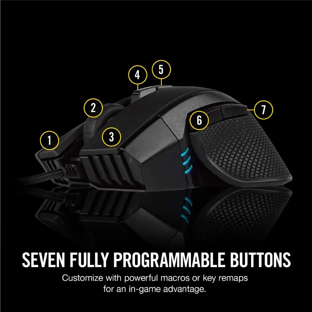 Игровая мышь CORSAIR IRONCLAW RGB FPS/MOBA с подсветкой LED 18000 DPI оптическая (версия CN)-черная |