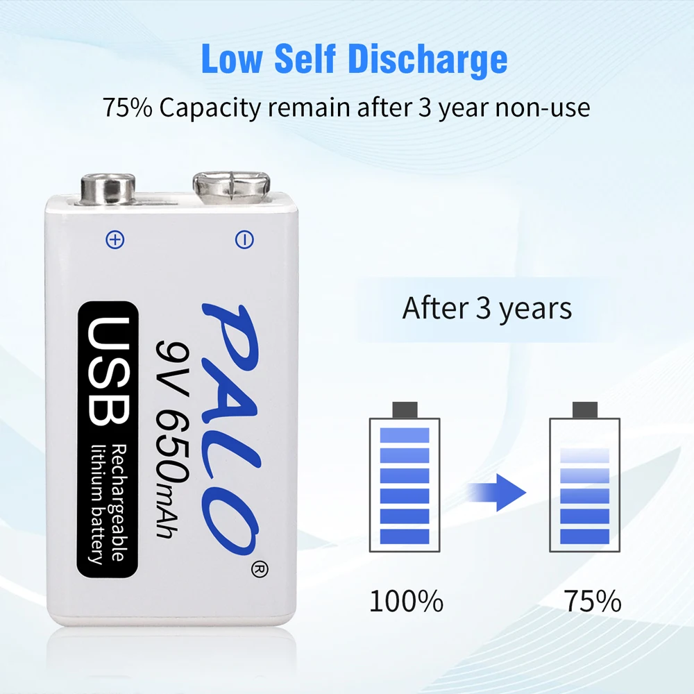 palo 9v usb akku 650mah 9v 6f22 batterie für metall detektor multimeter elektrische gitarren spielzeug free global shipping