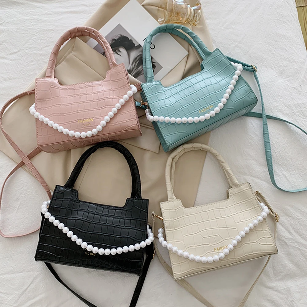 

Fashion Stone Pattern Pearl PU Leather Shoulder Crossbody Bags Women Travel Messenger Bag Casual Ladies Small Top-handle Handbag