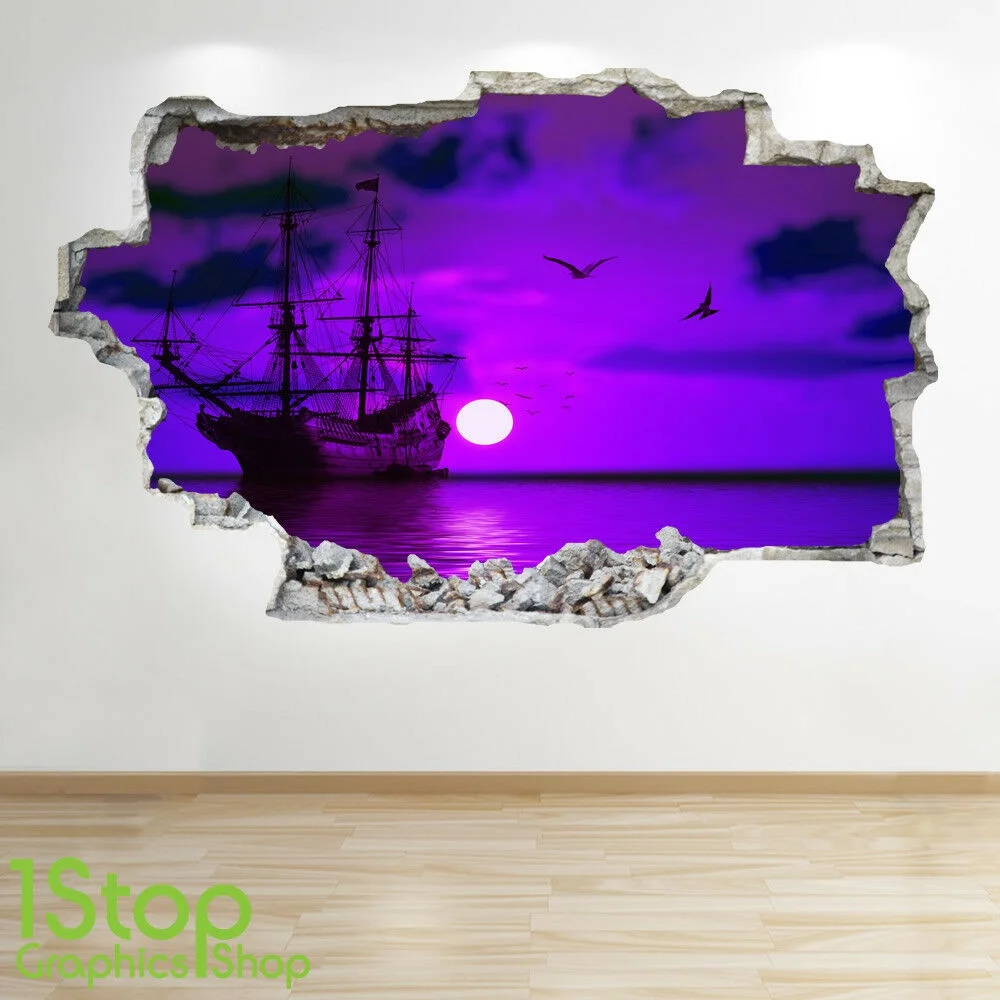 

For PIRATE SHIP PORTHOLE WALL STICKER 3D LOOK - OCEAN SEA DOLPHIN WINDOW DECAL Z657