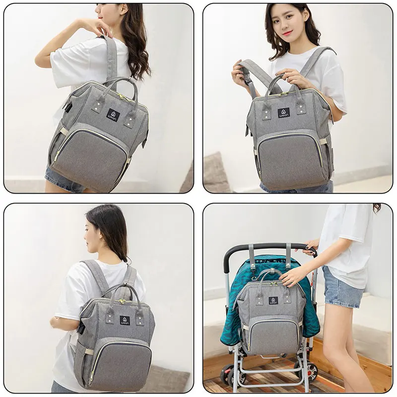 

Diaper Bag Stroller Hook USB Baby Bags Backpack Nappy Bag Waterproof Maternity Travel Nursing Bag Baby Care Stroller Handbag